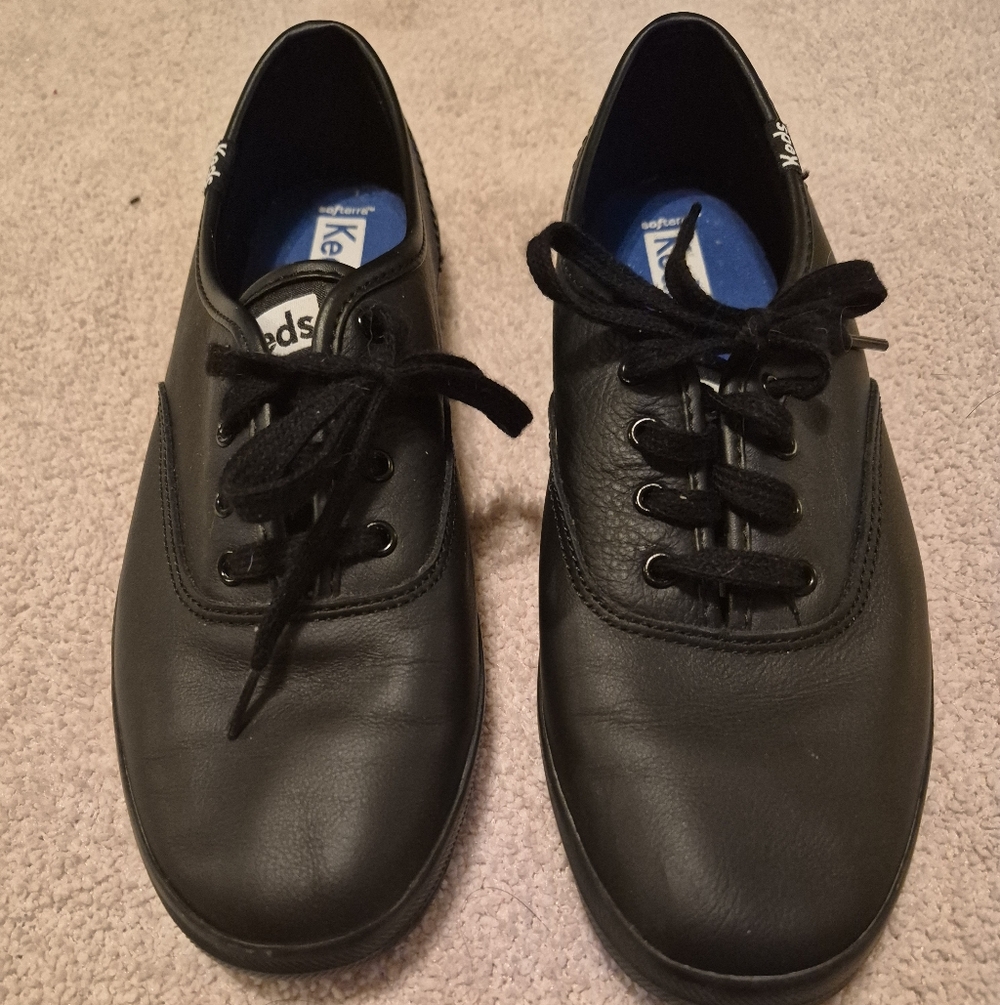 Keds Softerra Black Leather Sneakers Women’s 7